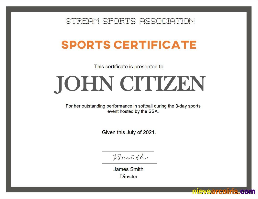 USA Sports certificate